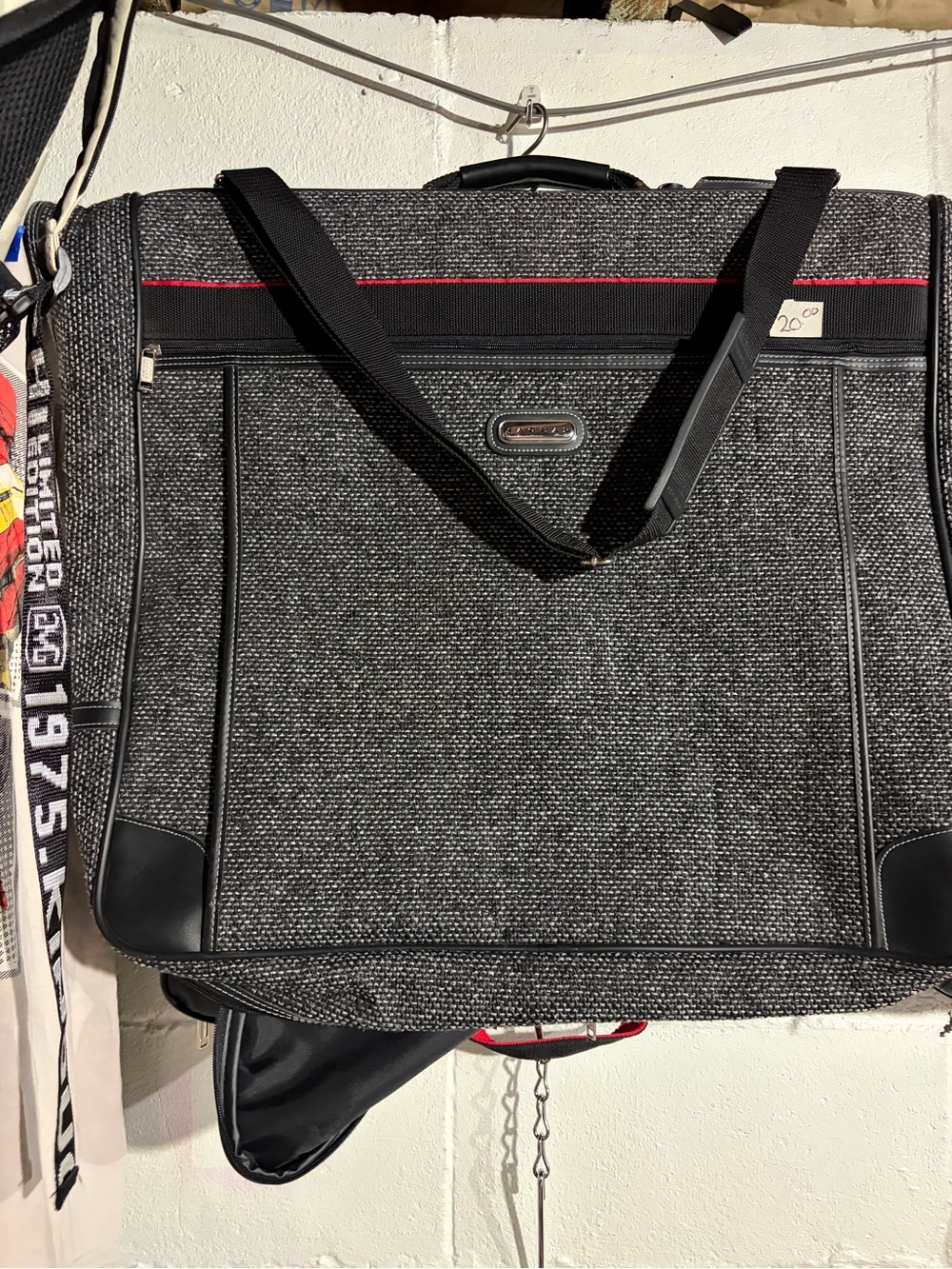 Gray Travel Garment Bag with Shoulder Strap